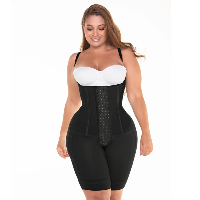 Fajas MariaE RA002 | Fajas Colombianas Open Bust Bodysuit | Mid-Thigh h Butt Lifter Girdle | Powernet