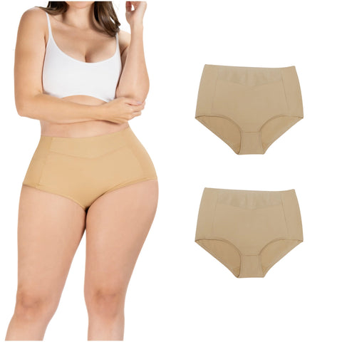 Sonryse SP645NC | 2-Pack Fajas Colombianas Tummy Control High Waist Seamless Shapewear Panties