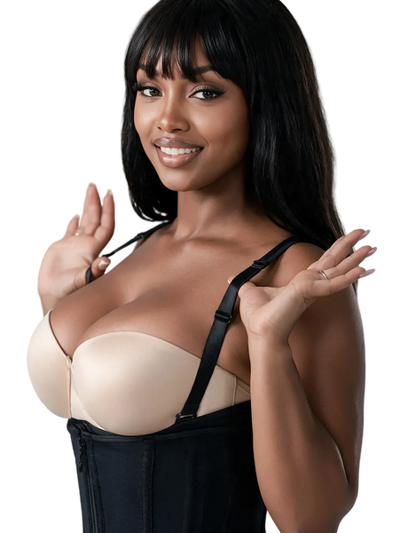 Snatched Body 002417 Open Bust Faja with Overlapping Steel-Boned Waist Cincher