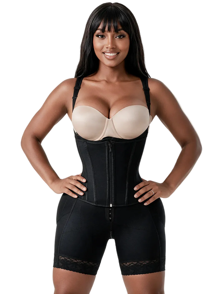 Snatched Body 002417 Open Bust Faja with Overlapping Steel-Boned Waist Cincher