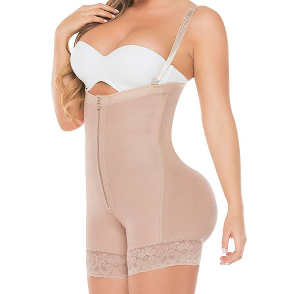 Fajas Salome 527-3 | Strapless High Compression Shaper Short Faja | Removable Straps & Invisible Butt Lift