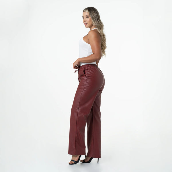 LOWLA 244117 | Faux Leather High Waisted Pants for Women Straight Leg