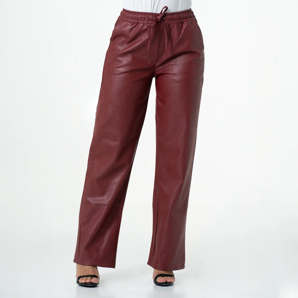 LOWLA 244117 | Faux Leather High Waisted Pants for Women Straight Leg