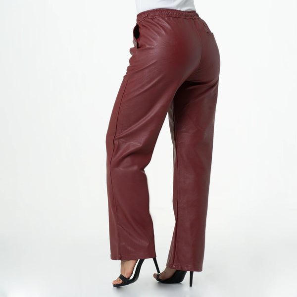 LOWLA 244117 | Faux Leather High Waisted Pants for Women Straight Leg