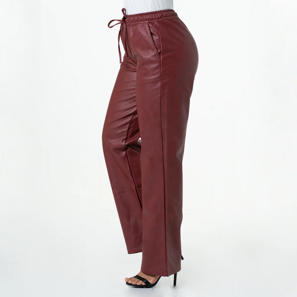 LOWLA 244117 | Faux Leather High Waisted Pants for Women Straight Leg