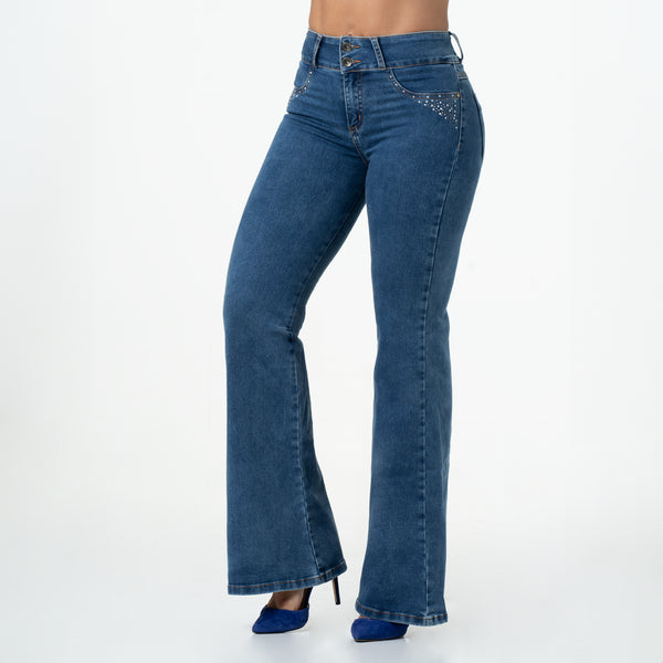 LOWLA 214131 High Waisted Colombian Women's Jeans Wide Leg Colombianos Wonderstretch