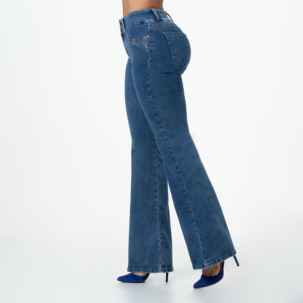 LOWLA 214131 High Waisted Colombian Women's Jeans Wide Leg Colombianos Wonderstretch