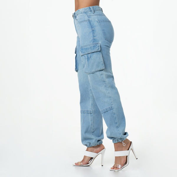 LOWLA 214173 Cargo Pants for Women Denim Jeans Colombianos with Lateral Pockets