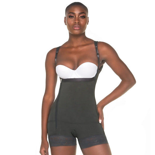 MARIAE FPL3330  Stage 2 Faja Colombiana Post Surgery Postpartum Shapewear Bodysuit Short Length with Side Zipper & Open Bust | 9633 | FQ113