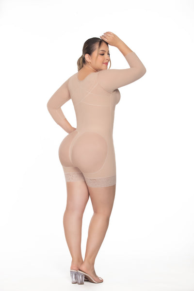 UPLADY 6234 Post Surgery Full Body Shaper Mid Thigh Fajas Colombianas with Sleeves