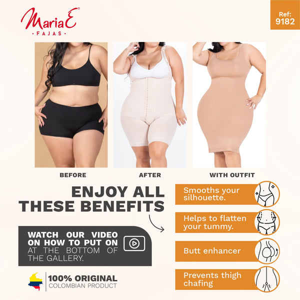 Fajas MariaE 9182 | Postpartum Women's Shapewear with Shoulder Pads | Daily and Postsurgical Use | Powernet