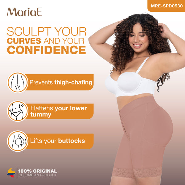 MARIAE SPD0530 Fajas Colombianas Low Rise Shapewear Shorts with Zippered Crotch High Compression | FC302