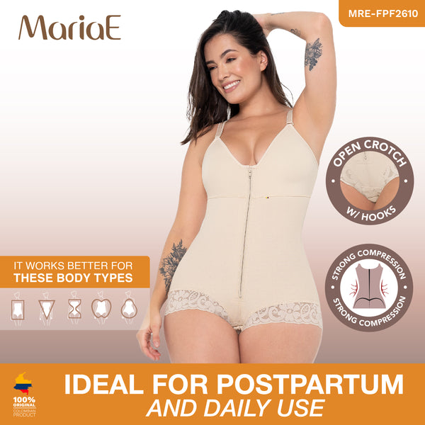 MARIAE FPF2610 Faja Colombiana Pospartum & Daily Use Hiphugger Shapewear Bodysuit with Built-Bra | FU122