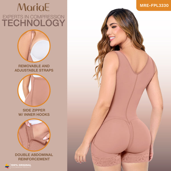 MARIAE FPL3330  Stage 2 Faja Colombiana Post Surgery Postpartum Shapewear Bodysuit Short Length with Side Zipper & Open Bust | 9633 | FQ113