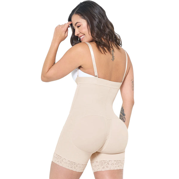 MARIAE FPL9530  Faja Colombiana Postpartum & Daily Use Shapewear Bodysuit Short Length with Side Zipper & Open Bust | 9143