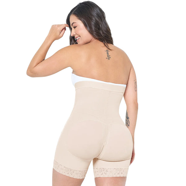 MARIAE FPL9530  Faja Colombiana Postpartum & Daily Use Shapewear Bodysuit Short Length with Side Zipper & Open Bust | 9143