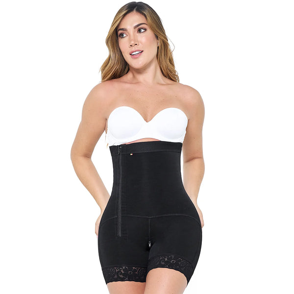 MARIAE FPL9530  Faja Colombiana Postpartum & Daily Use Shapewear Bodysuit Short Length with Side Zipper & Open Bust | 9143