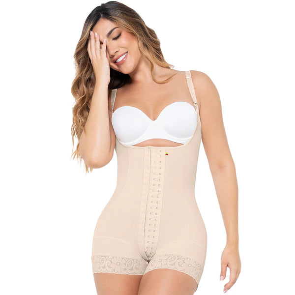 MARIAE FPT1530 Stage 2 Faja Colombiana Post Surgery High Compression Garment Mid Thigh & Open Bust | FQ110