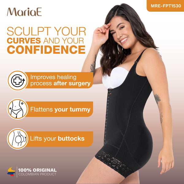 MARIAE FPT1530 Stage 2 Faja Colombiana Post Surgery High Compression Garment Mid Thigh & Open Bust | FQ110