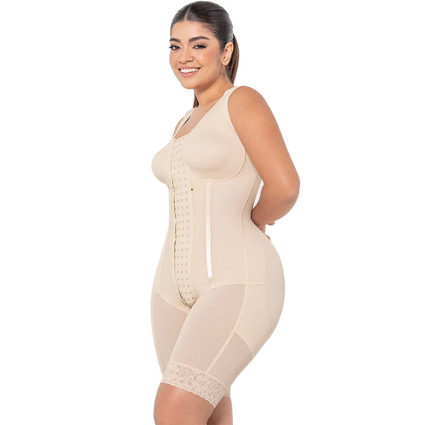 MARIAE RXC633V Fajas Colombianas Tummy Control Shapewear Bodysuit Mid Thigh Body Shaper with Built-in Bra | RA001