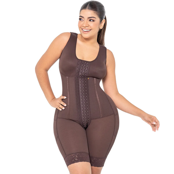 MARIAE RXC633V Fajas Colombianas Tummy Control Shapewear Bodysuit Mid Thigh Body Shaper with Built-in Bra | RA001