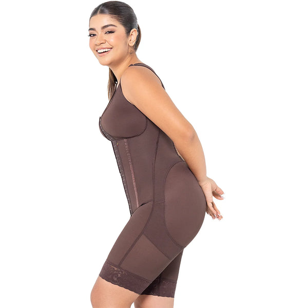 MARIAE RXC633V Fajas Colombianas Tummy Control Shapewear Bodysuit Mid Thigh Body Shaper with Built-in Bra | RA001