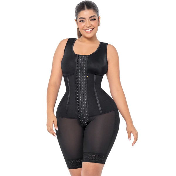 MARIAE RXC633V Fajas Colombianas Tummy Control Shapewear Bodysuit Mid Thigh Body Shaper with Built-in Bra | RA001