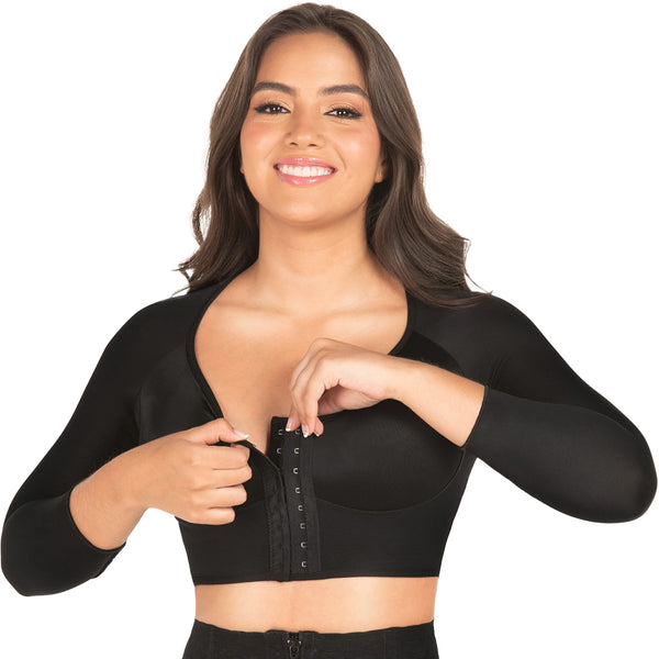 Fajas MYD B00204 Post Surgery Compression Support Bra Front Closure with Sleeves