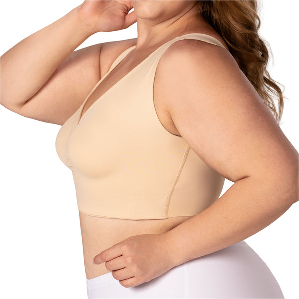 Fajas MYD B06006 V-Neck Lift Top | Seamless Pre-Molded Bra