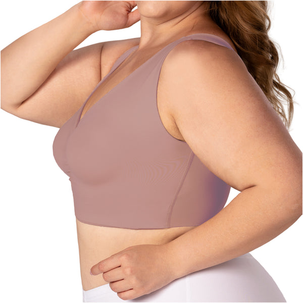 Fajas MYD B06006 V-Neck Lift Top | Seamless Pre-Molded Bra