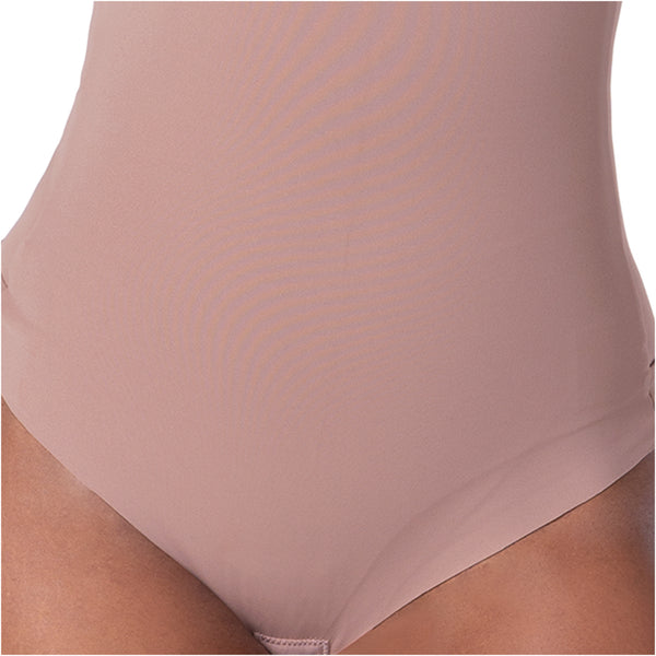 Fajas MYD BD06010 Seamless Basic Bodysuit | Light Control Thong Shaper w/ Removable Cup