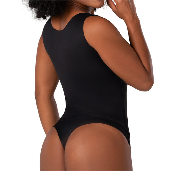 Fajas MYD BD06010 Seamless Basic Bodysuit | Light Control Thong Shaper w/ Removable Cup