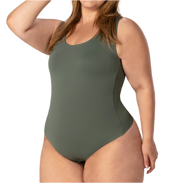 Fajas MYD BD06010 Seamless Basic Bodysuit | Light Control Thong Shaper w/ Removable Cup
