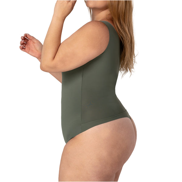 Fajas MYD BD06010 Seamless Basic Bodysuit | Light Control Thong Shaper w/ Removable Cup