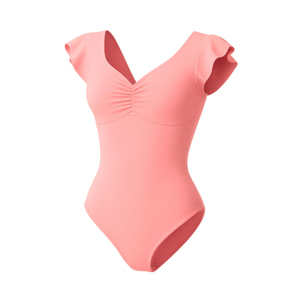 Fajas MYD BD06014 Flutter-Sleeve Bodysuit | Light Control V-Neck Shaper