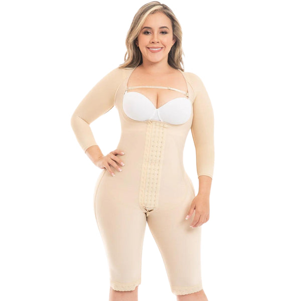 MYD F04474 | Faja Colombiana Post Surgery & Daily Use Knee Length Shapewear with Sleeves