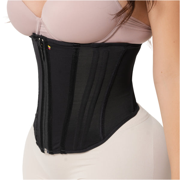 Fajas Salome 6414 Hourglass Waist Cincher | 15-Bone High Compression Faja | Abdominal Smoothing Zipper Corset