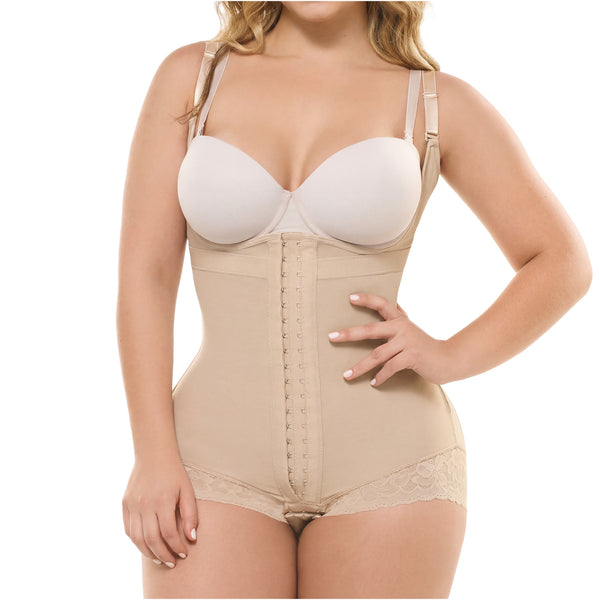 Salome 413-CCB | Faja Colombiana Tummy Control Girdle with Hooks Bodysuit | Powernet - Cata1og.com