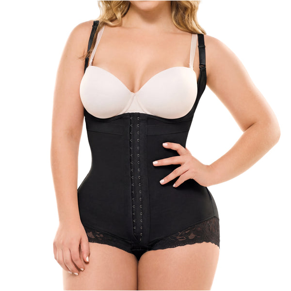 Salome 413-CCB | Faja Colombiana Tummy Control Girdle with Hooks Bodysuit | Powernet - Cata1og.com