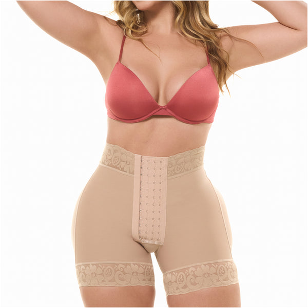 Fajas Salome 614-B Padded Butt Lift Shorts | Powernet Tummy & Thigh Shaper with Built-in Internal Enhancement