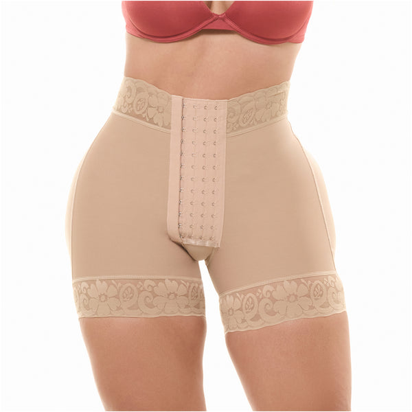 Fajas Salome 614-B Padded Butt Lift Shorts | Powernet Tummy & Thigh Shaper with Built-in Internal Enhancement