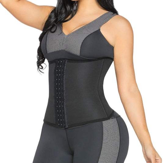 Fajas Salome 852 | Latex Sports Waist Cincher | High Compression Workout Trainer with Adjustable Hooks