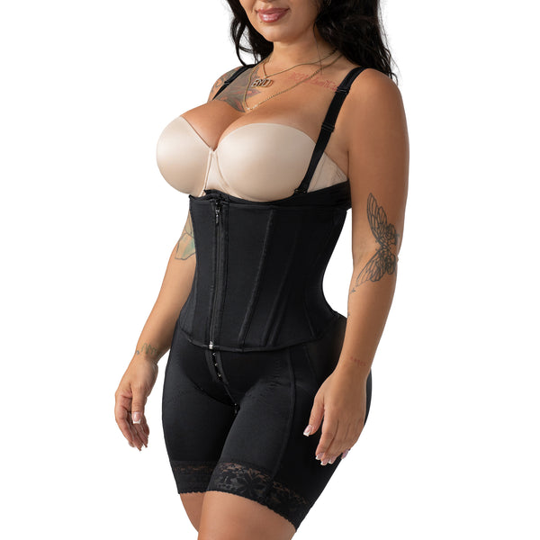 Snatched Body 002417 Open Bust Faja with Overlapping Steel-Boned Waist Cincher