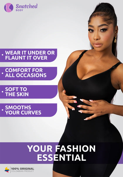Snatched Body DQ01L3 Tummy Control Shapewear Bodysuit for Women with Built-in Bra
