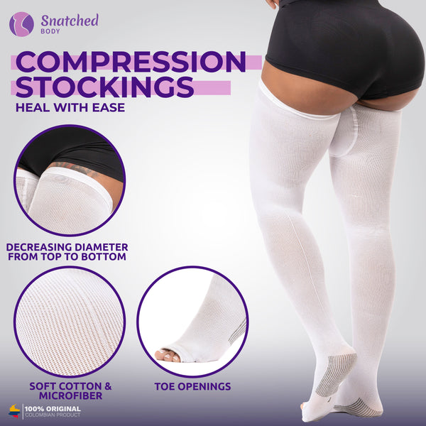 Snatched Body MEDIAANTIEMBÓLICA Anti Embolism Compression Stockings Post Surgery Socks Over the Knees