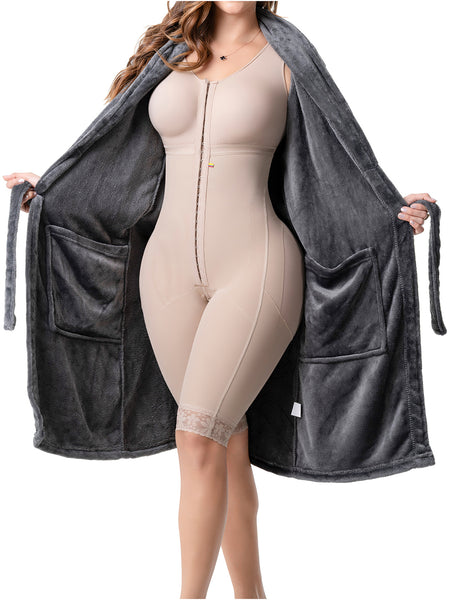 Be Shapy Microfiber Post-Surgery Robe | Post-Op Recovery Pajama with Drain Pockets