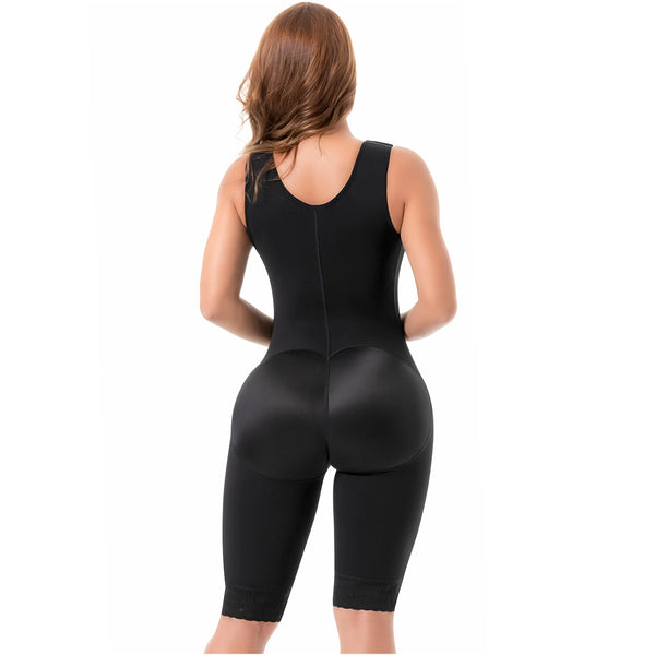 SONRYSE 010 | Colombian Shapewear Knee Lenght with Built-in bra & High Back | Post Surgery and Postpartum Use | Powernet