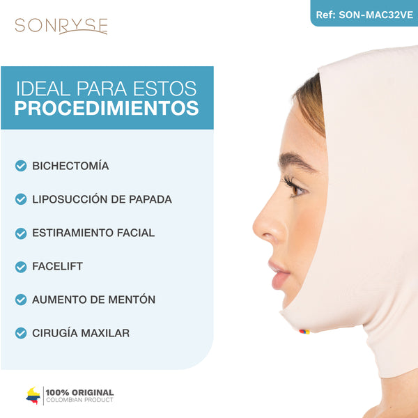 Sonryre MAC32VE Facial Post-Surgical Chin Strap for Double Chin Postoperative Liposuction Bichectomy