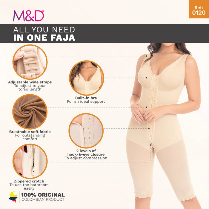 Fajas MYD 0120 Women's Full Bodysuit Body Shaper with Bra / Powernet