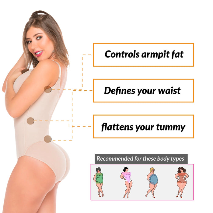 Fajas Salome 0420 | Hiphugger Body Shaper with Bra | Butt Lifter Tummy Control Shapewear for Women | Powernet